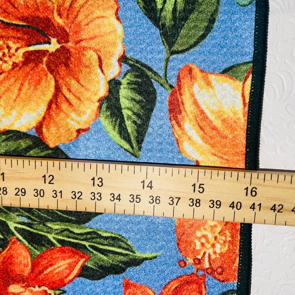Tommy Bahama Floral Microfiber Beach Towel OS Blue Orange Tropical Hibiscus